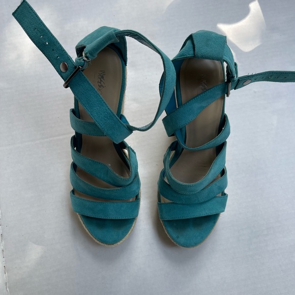Teal Strap Womens Wedges - Picture 2 of 9